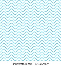 Blue and white seamless wave pattern. Linear waves background. Abstract geometric ornament. Sea or ocean texture. Vector illustration in flat style. EPS 10.