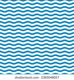 Blue and white seamless wave pattern. Linear waves background. Abstract geometric ornament. Sea or ocean texture.