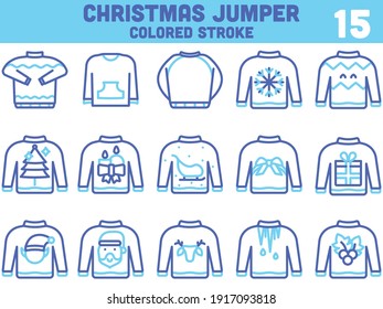 Blue And White Set of Sweater Icon In Flat Style.