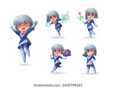 blue white short hair Super Hero Girl Set2