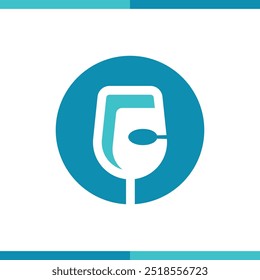 a blue and white sign that glass circle subtract logo 