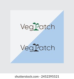 a blue and white sign that says vegpatch logo