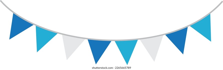 Blue white silver color triangle Shaped flag banner for party.