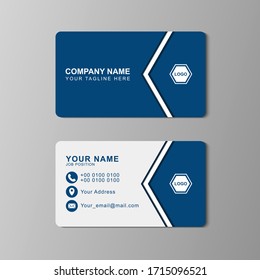 Blue and white simple business card template. Modern business card vector.