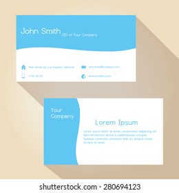 blue and white simple business card design eps10