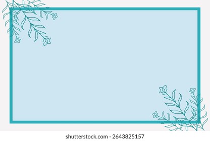 Design de quadro simples azul e branco com fundo de flores