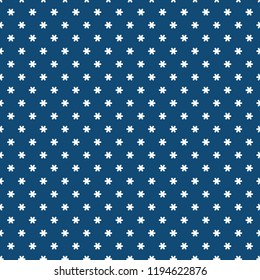 Blue and white simple snowflakes winter sky, seamless pattern, vector