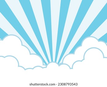 Blue and White Sky Sunburst Background Material