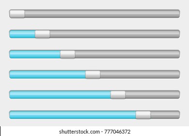 Blue and white slider bar. Settings on control panel. Vector 3d illustration