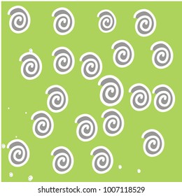 Blue and White Snails on Green Background