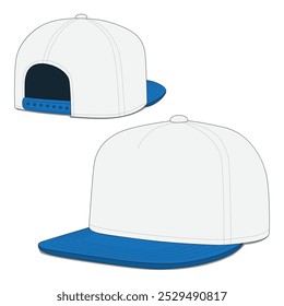 Blue and white snapback cap mockup front and back view