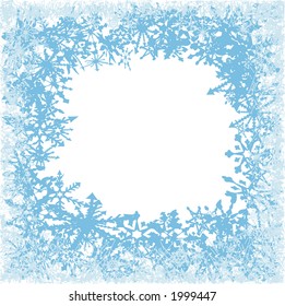 Blue and White snowflake border with a warm and romantic feel. Illustration contains no gradients.