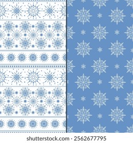 Blue and White Snowflake Mandala Tiles Pattern Design Gift wrap and wallpaper
