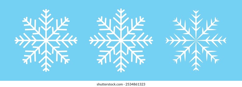 Blue and white Snowflakes icon set. Black snowflake. Snowflakes template. Snowflake winter. Snowflakes icons. Snowflake vector icon in eps 10.