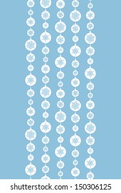 Blue and White Snowflakes Stripes Vertical Seamless Pattern Background