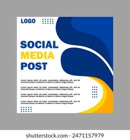 blue and white social media post template design for business promotion.