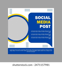 blue and white social media post template design for business promotion.