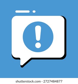 Blaue und weiße Sprechblase mit Ausrufezeichen Symbol Symbol Warnmeldung Symbol