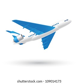 Blue and White Speed Airplane icon
