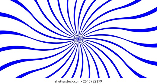 Padrão de ilusão óptica espiral azul e branco com linhas radiais onduladas convergindo no centro. Ideal para conceitos visuais retrô, hipnóticos ou abstratos.