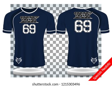 blue and white sport wear protection equipment vector illustration.layout football sport t-shirt design. Template front, back view. Soccer kit national team shirt mock up and number for edit.

