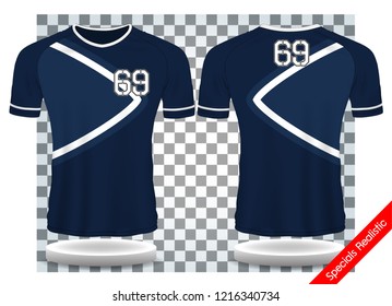 blue and white sport wear protection equipment vector illustration.layout football sport t-shirt design. Template front, back view. t-shirt sport design template, Soccer jersey mockup for football.
