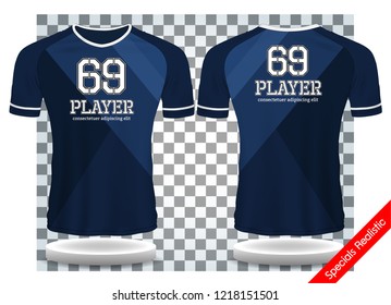 blue and white sport wear protection equipment vector illustration.layout football sport t-shirt design. Template front, back view. t-shirt sport design template, Soccer jersey mockup for football.