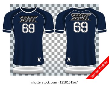 blue and white sport wear protection equipment vector illustration.layout football sport t-shirt design. Template front, back view. t-shirt sport design template, Soccer jersey mockup for football.