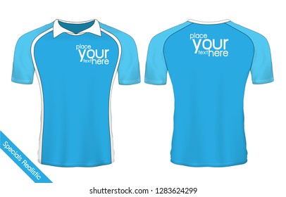 Blue and White sport wear protection equipment vector illustration.layout football sport t-shirt design. Template front, back view. Soccer kit national team shirt mock up and number for edit. 