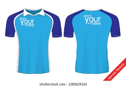 Blue and White sport wear protection equipment vector illustration.layout football sport t-shirt design. Template front, back view. Soccer kit national team shirt mock up and number for edit.