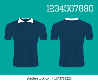 Blue and White sport wear protection equipment vector illustration.layout football sport t-shirt design. Template front, back view. Soccer kit national team shirt mock up and number for edit.
