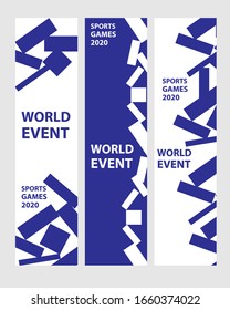 Blue and white sports background, banner. Poster design for sporting events, invitations, awards or championship. Vector