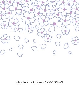 El azul con flores primaverales blancas florecen en un fondo aislado. Ilustración vectorial. Miosotis encantadora y tierna