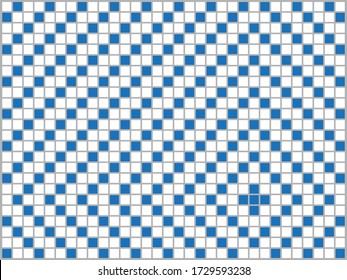 Cuadros azules y blancos sobre un fondo gris. Composición abstracta. Ilustración vectorial.