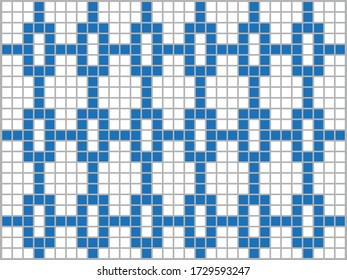 Cuadros azules y blancos sobre un fondo gris. Composición abstracta. Ilustración vectorial.