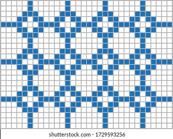 Blue and white squares on a gray background. Abstract composition. Vector illustration.