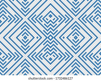 Cuadros azules y blancos sobre un fondo gris. Composición abstracta. Ilustración vectorial.