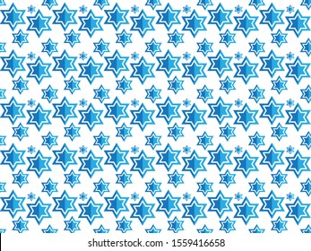 Blue White Star Of David Seamless Pattern