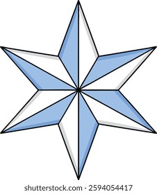 Blue and White Star Vector, Black Outline, High-Quality Festive Design for Holiday Illustrations