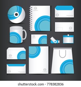 blue and white stationery template design