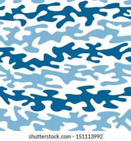 Blue and White Stripe Camouflage Seamless Background Pattern