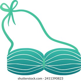 Blue and white striped bikini top, Summer swimwear fashion design. Beach clothing, female bra top vector illustration.