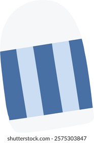 Blue and white striped eraser on transparent background