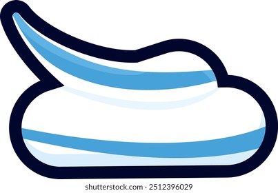 Pasta de dente listrada azul e branco.
