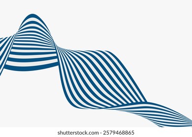 Blue and white striped wave abstract background