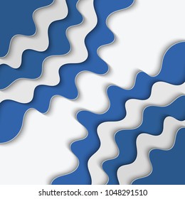 Blue and white stripes. Abstract background with waves. Abstract wavy background.