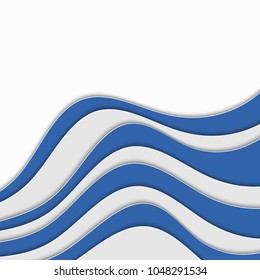 Blue and white stripes. Abstract background with waves. Abstract wavy background.