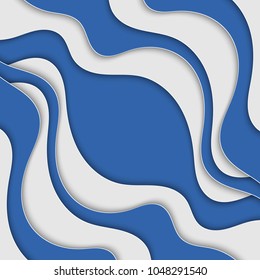 Blue and white stripes. Abstract background with waves. Abstract wavy background.