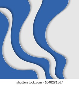 Blue and white stripes. Abstract background with waves. Abstract wavy background.