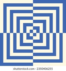 Vector de ilusión cuadrada geométrica de rayas azules y blancas